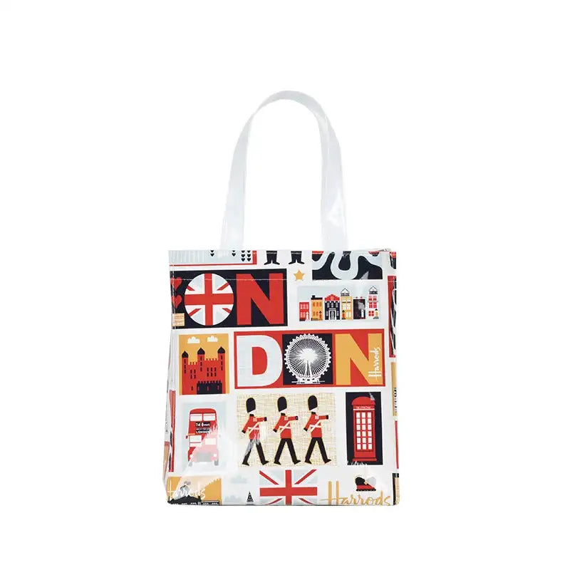 Cartton Print PVC Reusable Women's Shopping Bag Eco Friendly Flower Shopper Handbag Casual Female Student Shoulder Book Purse