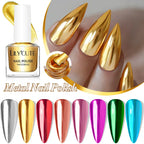 LILYCUTE 7ML Super Bright Gold Metallic Nail Polish No Need Lamp Quick Dry French Style Glass Bottle Manicure Nail Art Varnish Lootquake LLC