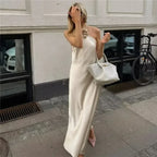MUJER Flower Halter Dress Woman Off Shoulder Satin Long Dress Women Backless Sexy Evening Dresses Summer Party Dresses For Women