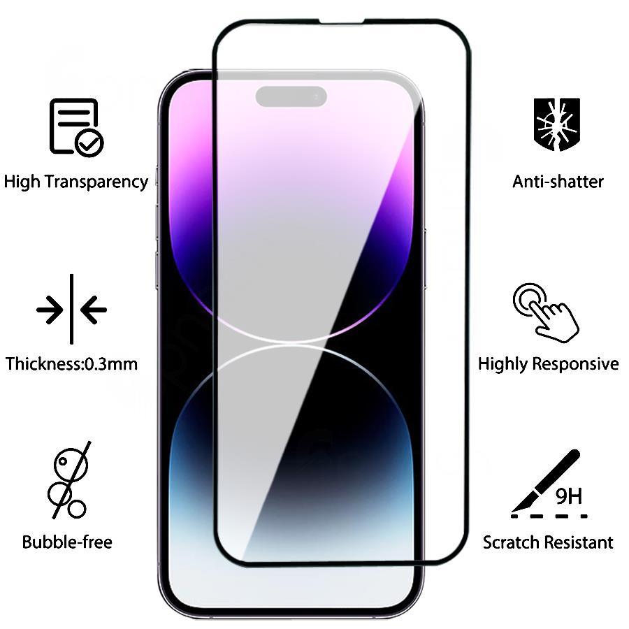 20000D Full Tempered Glass For iPhone 14 13 12 11 Pro Max mini Screen Protector iPhone X XR XS Max 7 8 Plus SE Glass Film 9H Hardness HD Screen Protector For iPhone Stevvex