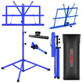 Adjustable All Metal Foldable Bookstand Portable Sheet Music Holder Blue Desktop Book Stands for Musical Instruments-MUS FLD BLU Lootquake LLC