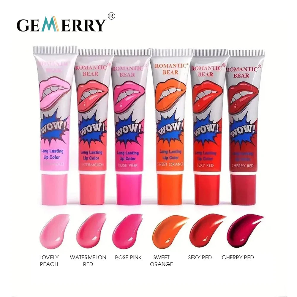 Gemerry 6 Colors Peel Off Lipstick Magic Sexy Makeup Long Lasting Lip Gloss Beauty Waterproof Lip Stick Women Cosmetic Lootquake LLC