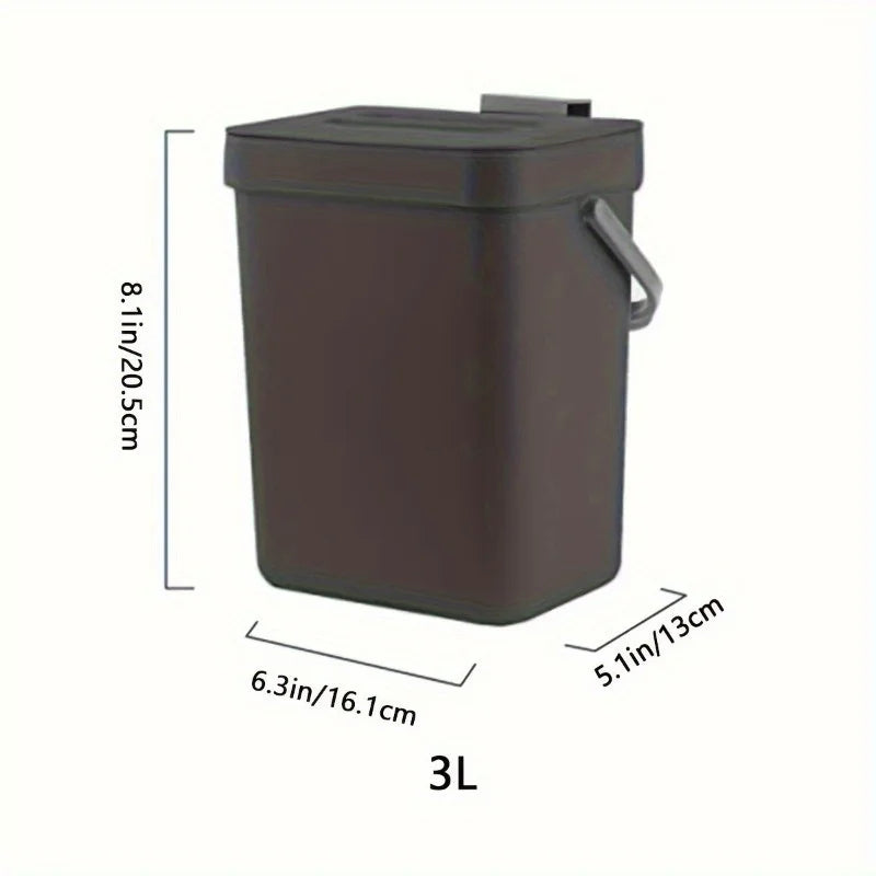 Space-Saving Quiet-Close Trash Can - 3/5L, Eco-Friendly Sealed Bin For Kitchen & Office, No Electricity Needed Lootquake LLC