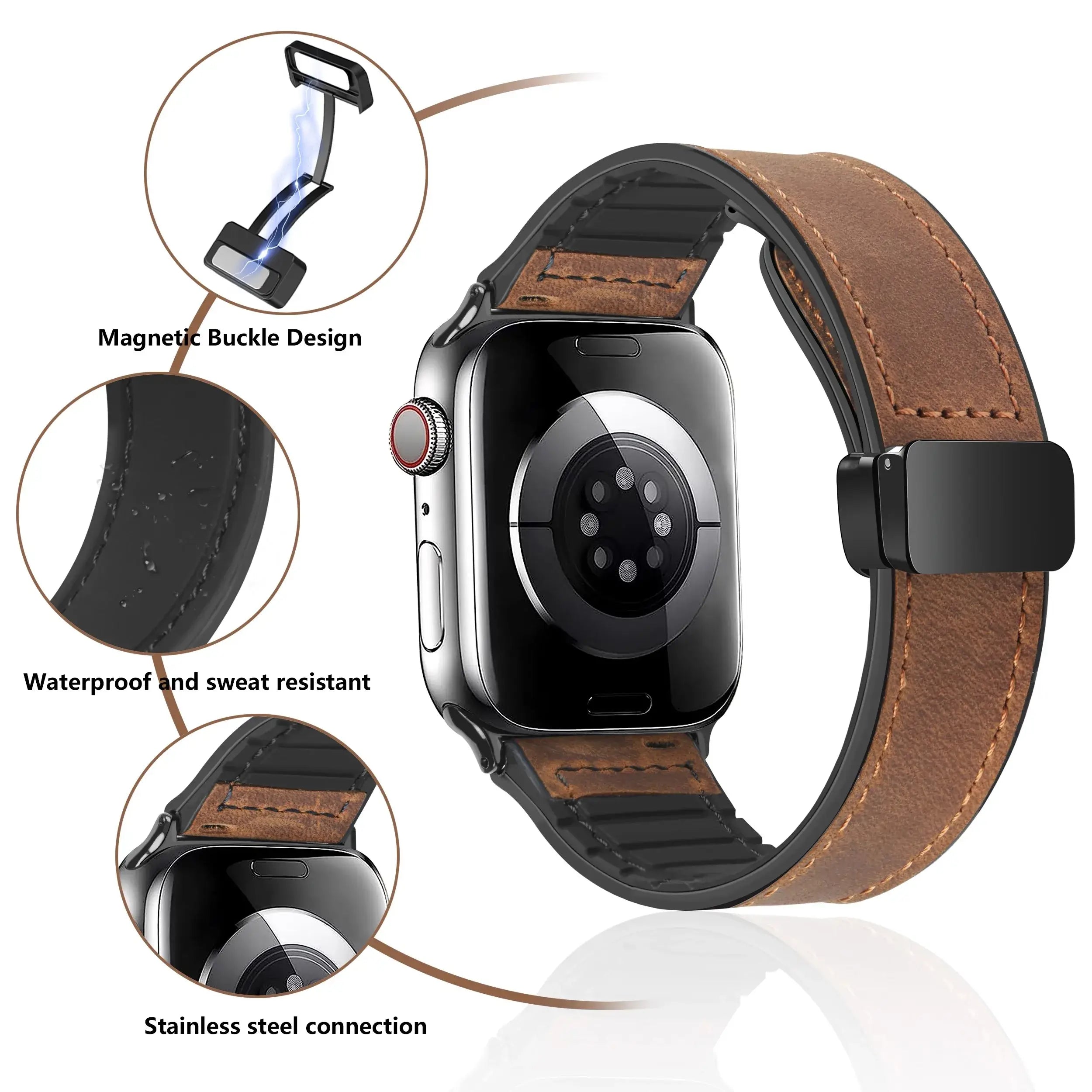 Apple Watch Genuine Leather Band - Stylish Magnetic Strap - SJB-DIAMOND ELITES