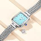 Women's Square Stainless Steel Slim Quartz Watch Bracelet