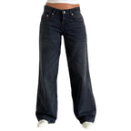 Lamuusaa Jeans y2k Clothes Women Solid Color Low Waist Waist Wide Leg Denim Pants Trousers with Multi Pockets 2000s Streetwear Lootquake LLC