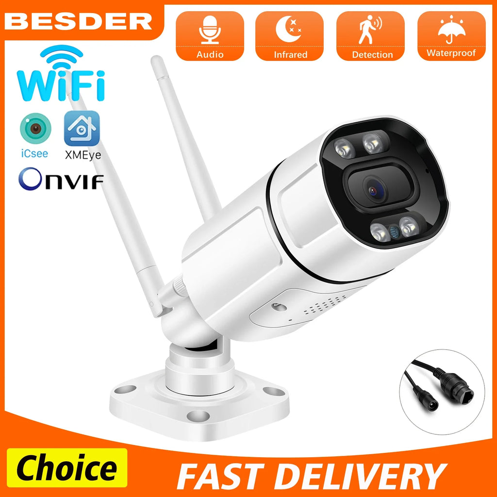 WiFi IP Camera Waterproof Onvif Wireless Bullet Security Camera H.265 Human Detect Night Vision Outdoor CCTV Surveillance Xmeye Lootquake LLC