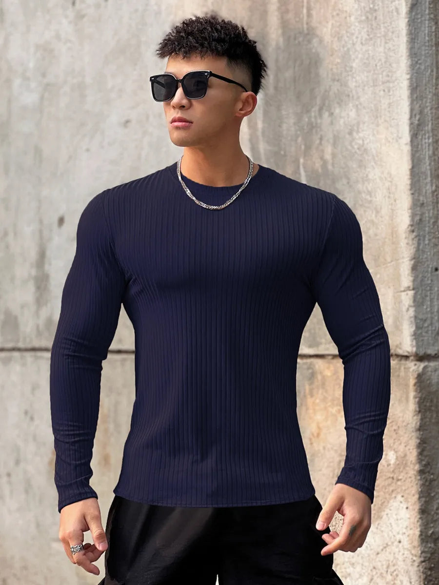 FitFlex Men's Long Sleeve Sports Tee THRIXINE