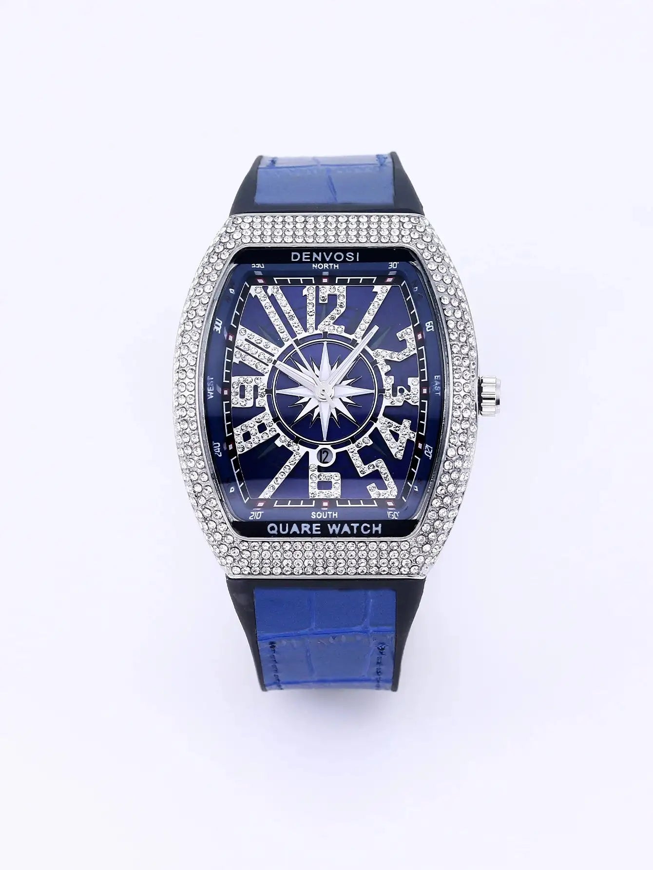 Luxury Diamond wristwatch for women Fasion and elegant quartz watch with silicone watchstrap Waterproof luminous Tonneau watch