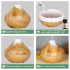 350ML USB aroma oil diffuser wood electric humidifier ultrasonic air humidifier mini aromatherapy LED light mist maker for home Lootquake LLC