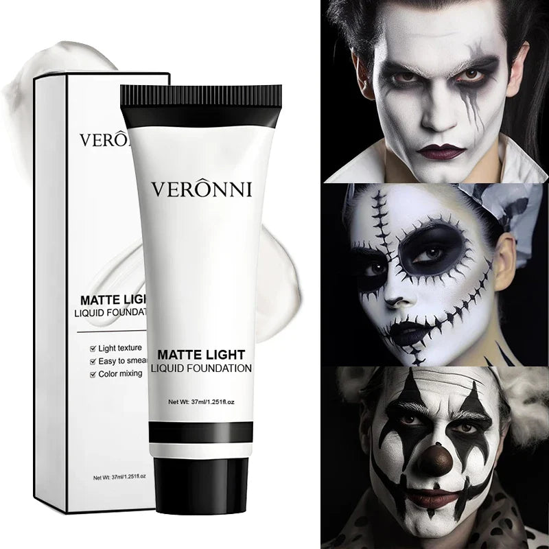 White Liquid Foundation - Full Coverage, Oil Control & Long Lasting, for Stage Makeup, Halloween, Cosplay Makeup (37ml) Lootquake LLC