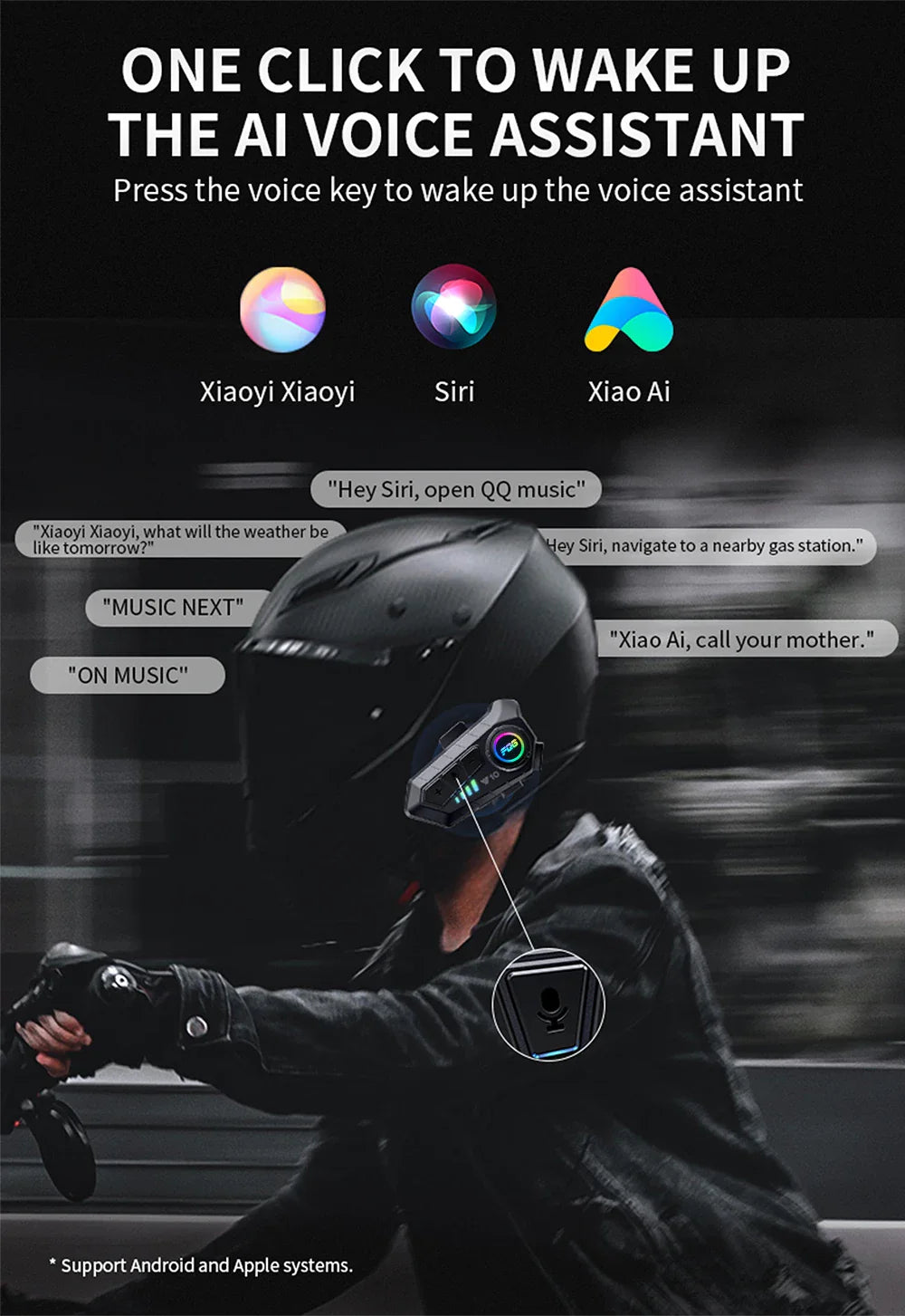 Bluetooth 5.3 Helmet Headset Wireless Hands-free Call Phone Kit Motorcycle Waterproof Earphone MP3 Music Player Speaker for Moto Lootquake LLC