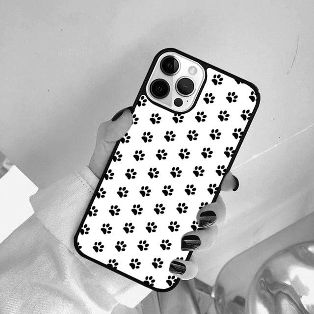 Dog Foot Print Colorful Pattern Phone Case For Iphone 14 Se 2020 Xr Xs 11 12 13 Mini Pro Max 6 7 8 Plus  Ultra Designer Printed Hard Back Case Stevvex