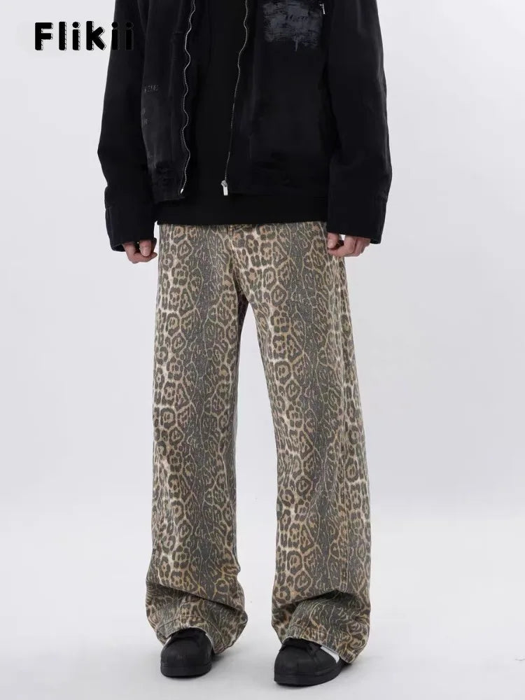 Y2k Vintage Leopard Print Loose Women Jeans Autumn New Classic Straight High Waist Slim Casual Fashion Female Jeans 2024 New Lootquake LLC
