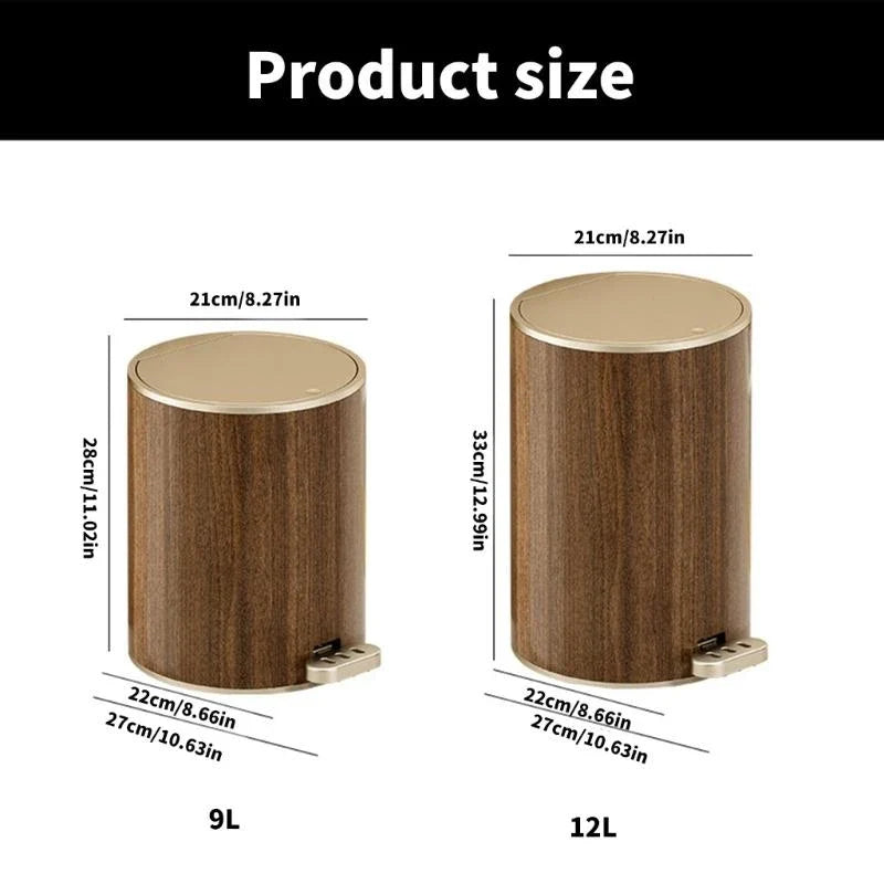 Trash Can Grained Rubbish Bin Sealed Trash Can with Lid Stable Base .Y1QB