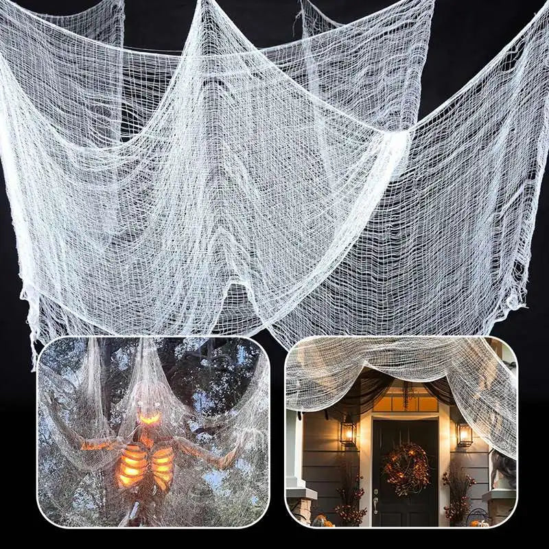 Horror Halloween Party Decoration Haunted Houses Doorway Outdoors Decorations White Creepy Cloth Scary Gauze Gothic Props Lootquake LLC