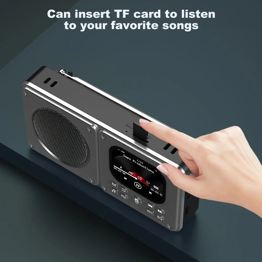 Wireless Bluetooth5.4 Speakers 87.5-108MHz Portable FM Radio Outdoor Radio MP3 Music Player Support Earphone TF Card Video Clock Lootquake LLC