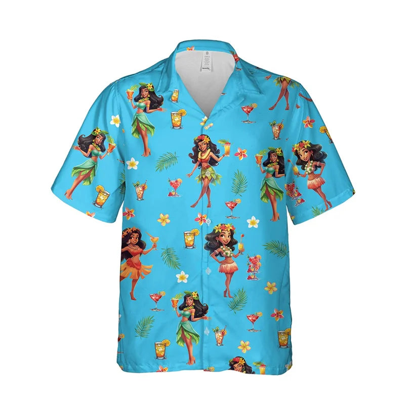 3D Print Hula Girl Graphic Beach Shirts For Men Casual Short Sleeve Hawaiian Dancer Blouses Aloha Beach Button Shirts Mens Tops Lootquake LLC