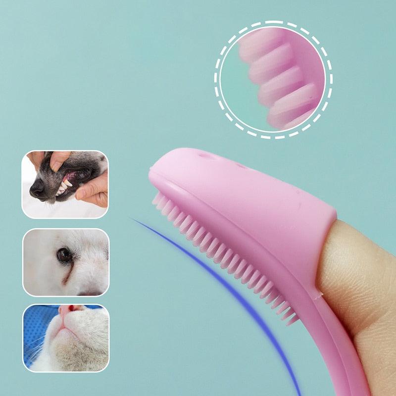 Soft Pet Finger Brush Cats Brush Toothbrush Tear Stains Brush Eye Care Pets Cleaning Grooming Tools Dog Cat Cleaning Supplies Soft Silicone Toothbrush with Long Handle for Dog Cat Pet Dental Care Stevvex