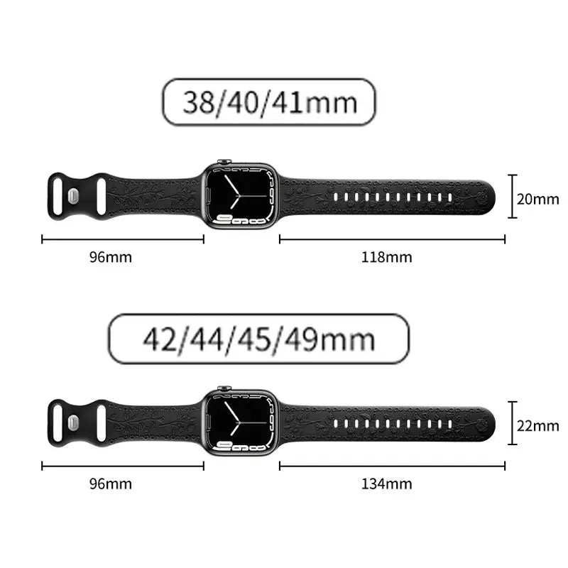 Apple Watch Silicone Band - Floral Engraved - Stylish Design - SJB-DIAMOND ELITES