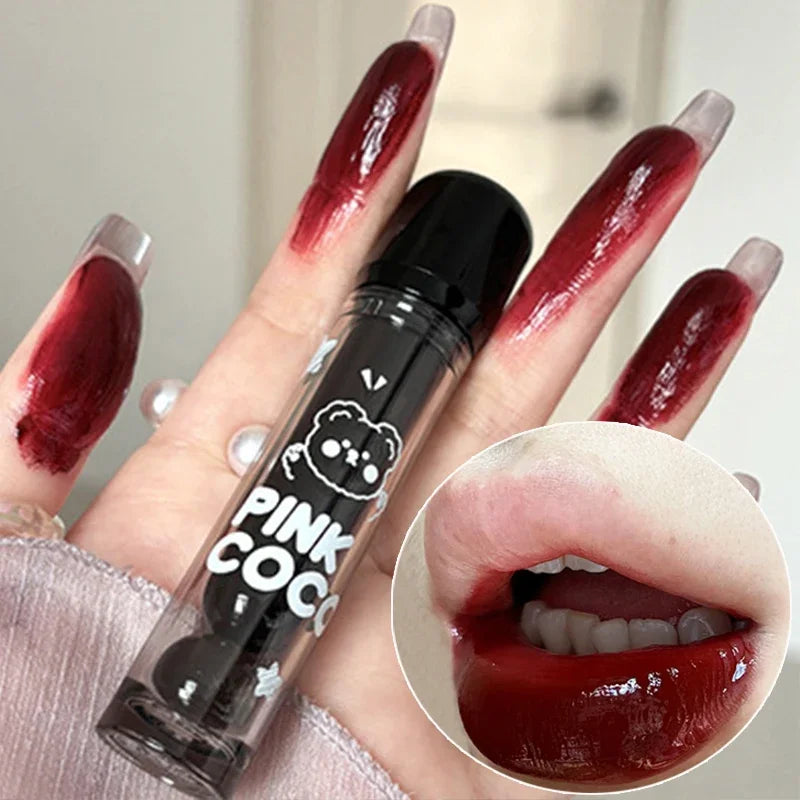 Dark Red Brown Mirror Lip Glaze Water Light Moisturizing Non-stick Cup Highly Pigmented Red Liquid Lipstick Lips Makeup Cosmetic Lootquake LLC