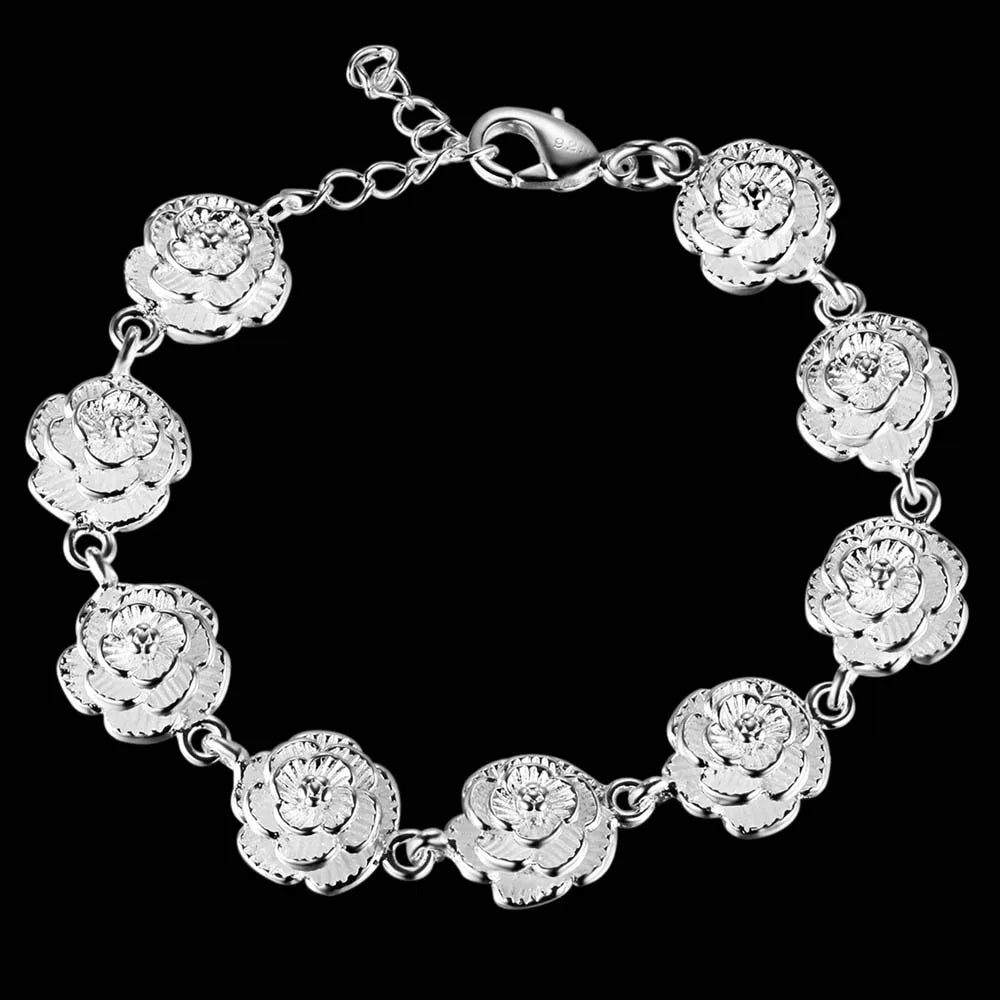 Fashion charm 925 Sterling Silver Bracelet for man woman Twisted rope chain fine jewelry Wedding party Christmas gift Lootquake LLC