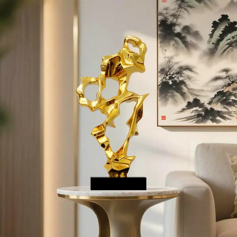 Abstract Art Sculpture Electroplating Transparent Resin Craft Model Modern Home Decor LivingRoom Office Desktop Statue Ornaments Lootquake LLC