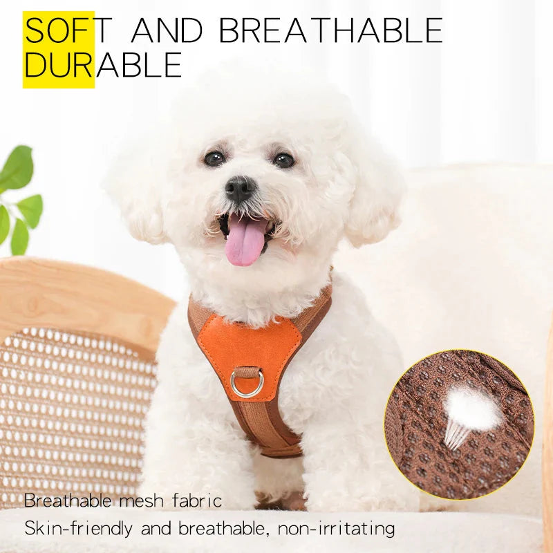Retro Pet Harness - Adjustable PU Leather & Mesh Fashioned Furbabies