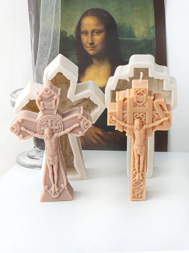 3D Jesus Cross Sculpture Candle Silicone Mold Resin Casting for Aroma Beads Soap DIY Handmade Decoration Gift Craft Lootquake LLC