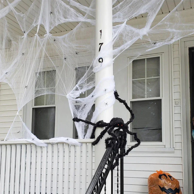 Halloween Decorations Artificial Spider Web Stretchy Cobweb Scary Party Halloween Decoration for Bar Haunted House Scene Props Lootquake LLC