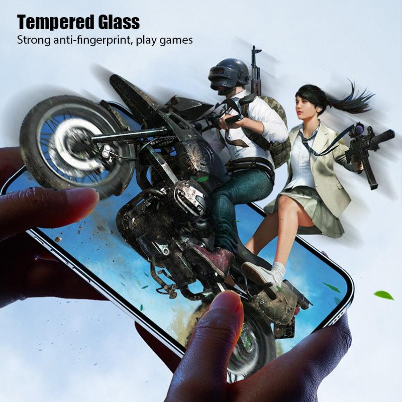 4PCS Tempered Glass for iPhone 11 12 13 14 Pro XR X XS Max Screen Protector on for iPhone 12 Pro Max Mini 7 8 6 6S Plus SE Glass Tempered Glass Easy Frame Installation HD Ultra-Thin Screen Protector Stevvex