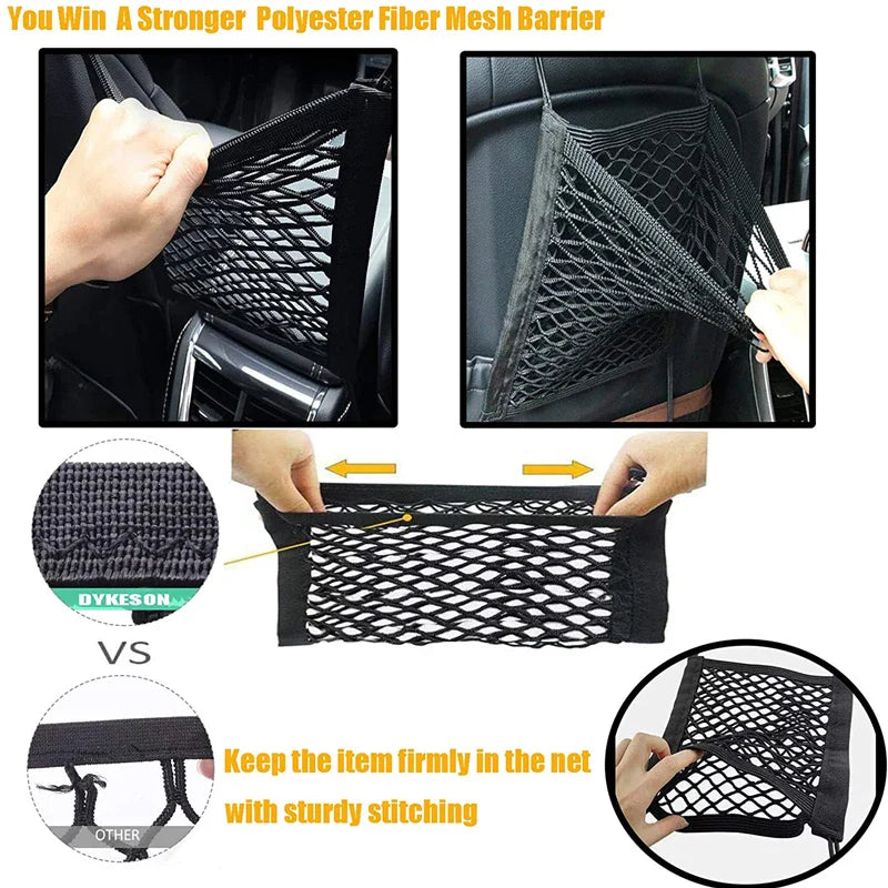 Car Storage Net Bag Between Seats Car Divider Pet Barrier Stretchable Elastic Mesh Bag Organizer Auto Accessories Lootquake LLC
