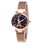 Luxury Mesh Steel Belt Quartz Wristwatches Eiffel Tower Watch for Women Simple Ladies Dress Party Watch Relógio Feminino Gifts