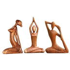 Wooden Yoga Meditation Statue Handmade Abstract Pose Sculpture Wood Carving Creative Tabletop Ornaments Living Room Galleries Lootquake LLC