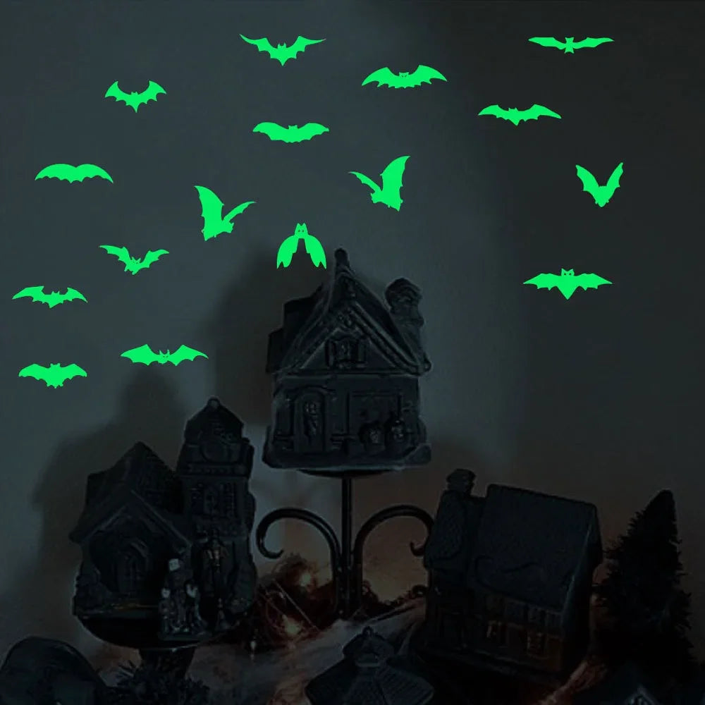 Halloween Luminous Wall Stickers Stickers Glow Dark Halloween Decor Creative Carved Fluorescent Festival Horror Home Decoration