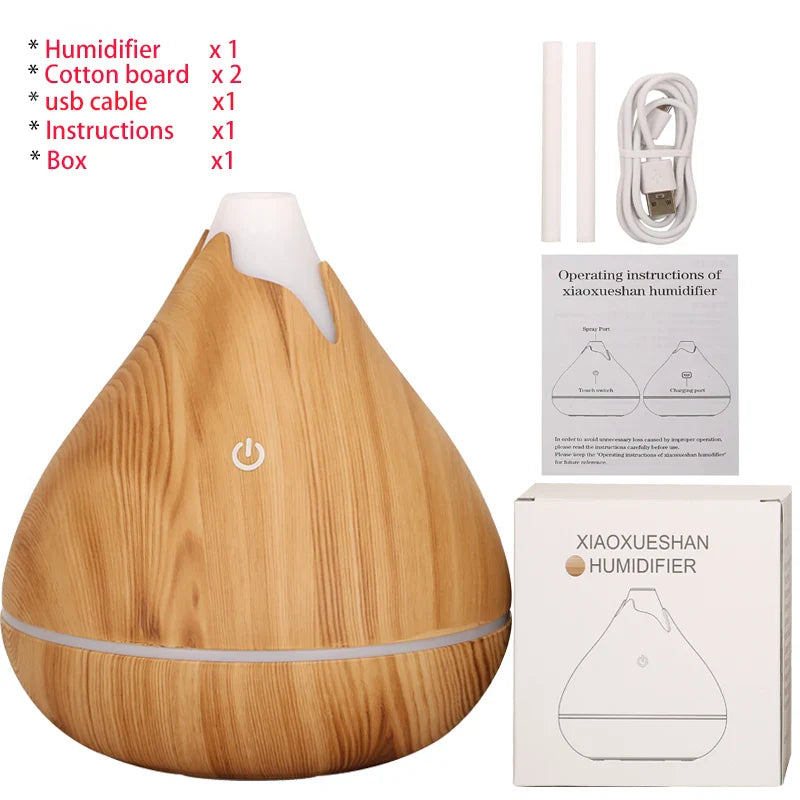 350ML USB aroma oil diffuser wood electric humidifier ultrasonic air humidifier mini aromatherapy LED light mist maker for home Lootquake LLC