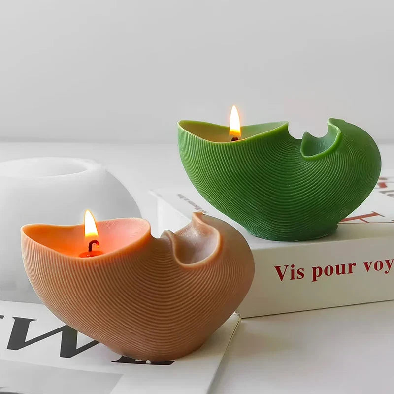 Aesthetic Wavy Fluted Geometric Striped Silicone Wax Candle Moulds Home Decor Unique Sculptural Ribbed Candle Mold Lootquake LLC