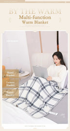 Thick Plaid Blanket Warm Winter Wearable Blanket Adults Office Travel Soft Fleece Throw Blankets With Button Home Shawl Lootquake LLC