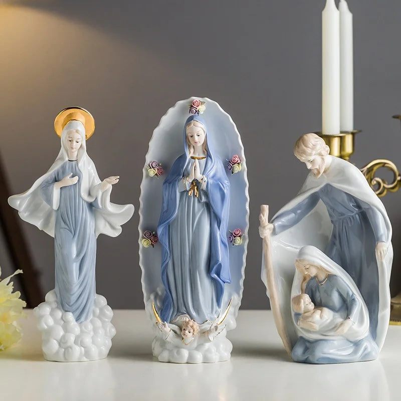 Reative Ceramics Character Sculpture Christian Catholic Madonna Jesus Church Character Statue Home Decoration