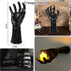 Halloween Decorations 3 Pack Wall Mounted Lighted Candles Creepy Reaching Hands Life Size Gothic Horror Decor Candelabras