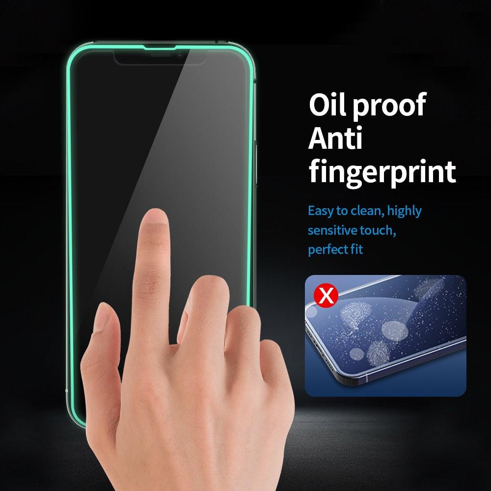 2Pcs Luminous Protective Glass For iPhone 14 13 12 11 Pro Max X XR XS Screen Protector For 7 8 6 Plus SE3 Glowing Tempered Glass  Luminous Glowing Tempered Glass Screen Protector for iPhone Stevvex