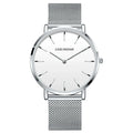 Women's Pink Dial Mesh Band Slim Stainless Steel Watch