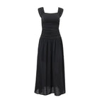 Ruched Bodycon Maxi Dress | Square Neck Slip Dress -femstylo