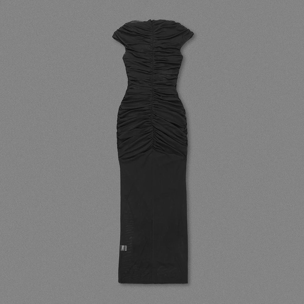Black Color Women Sexy Sleeveless O-Neck Bodycon Long Dress Keyholes Celebrate Fashion Celebrity Evening Party Red Carpet Dress Lootquake LLC