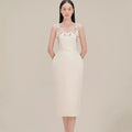 Runway Autumu Spaghetti Strap Bodycon Long Dress Sexy Women's Square Collar Embroidery Flower Sleeveless Tank Party Belt Dresses