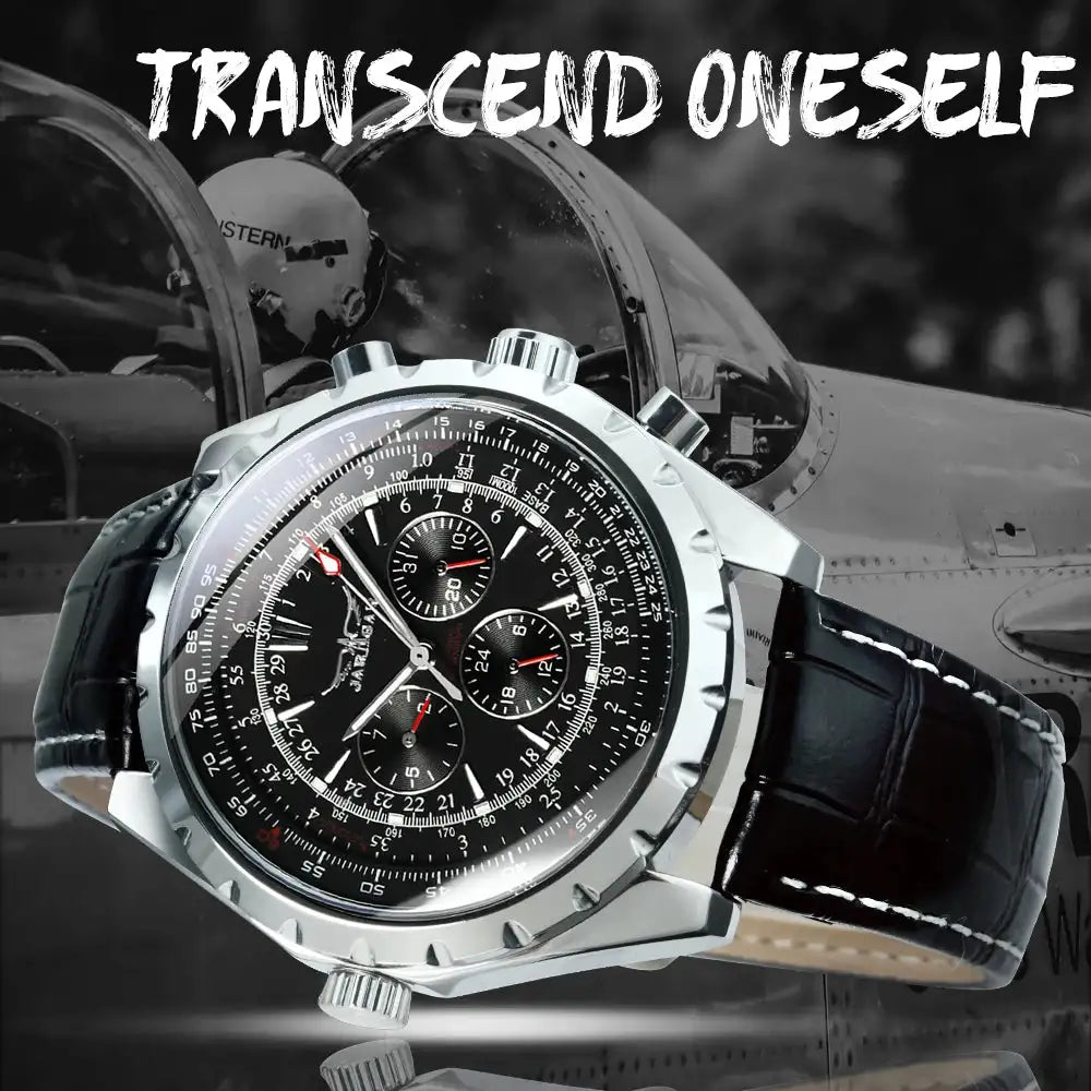 Jaragar Automatic Watch for Men Military Multifunction 3 Sub-Dials Sports Mechanical Watches Top Brand Luxury Leather Steel Band Lootquake LLC