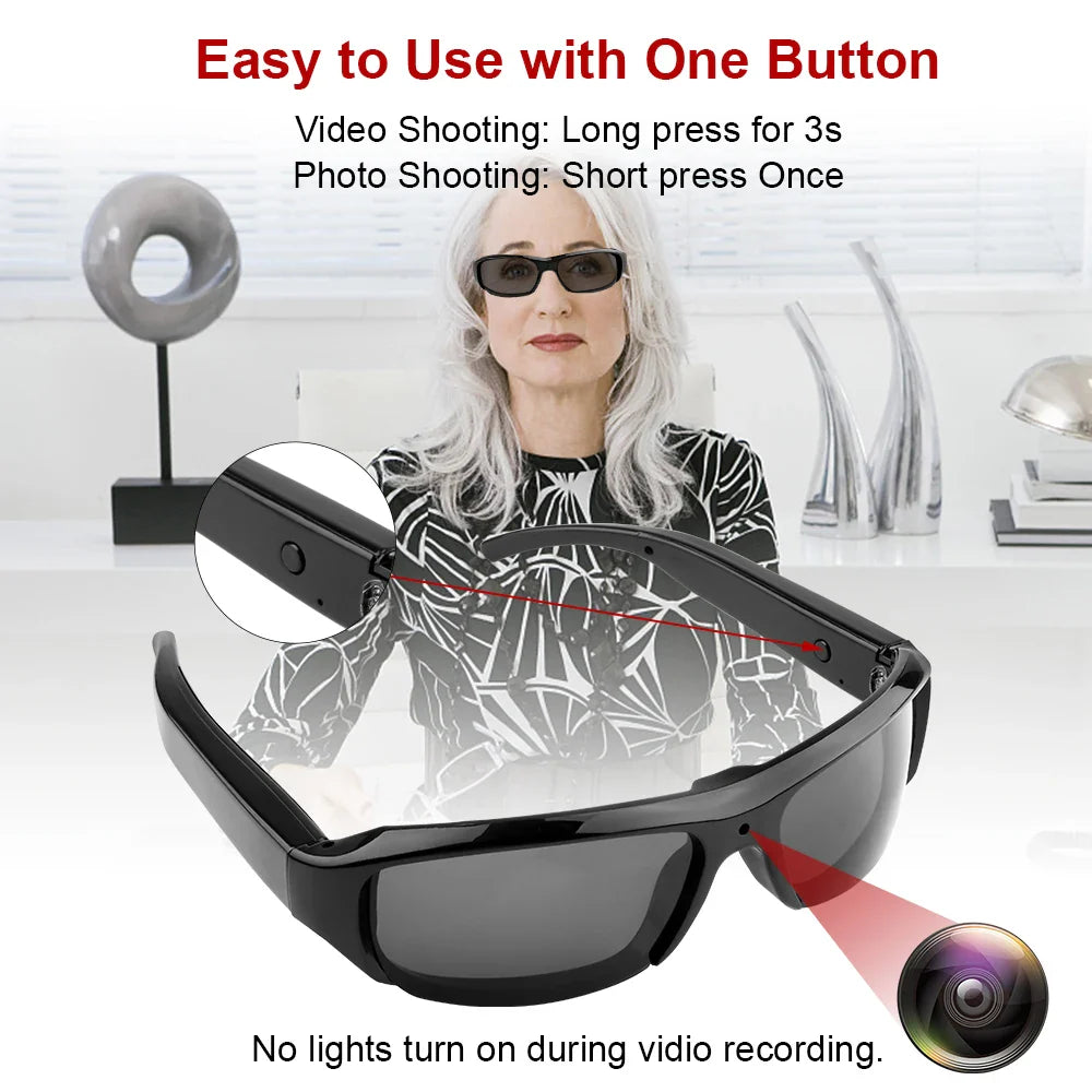 Glasses Camera HD 1080P Video Take Photo Outdoor Video Recorder Cycling Wearable Protable Mini Camera One Button Control Lootquake LLC