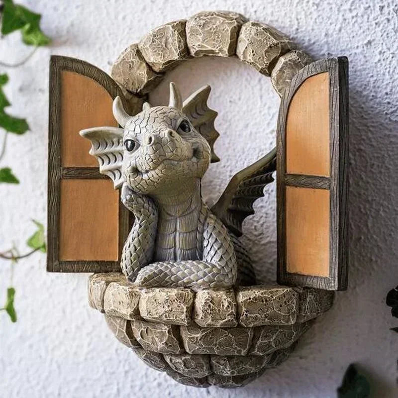Dragonshaped Resin Giant Lawn Sculpture Gothic Fantasy Dragon Creative Statue Art Garden Courtyard Lawn Statue Garden Decoration