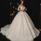 Modern Wedding Dresses A Line Bridal Gowns Lace Appliques Full Sleeves Floor Length Robes Charming Vestidos De Novia Customized