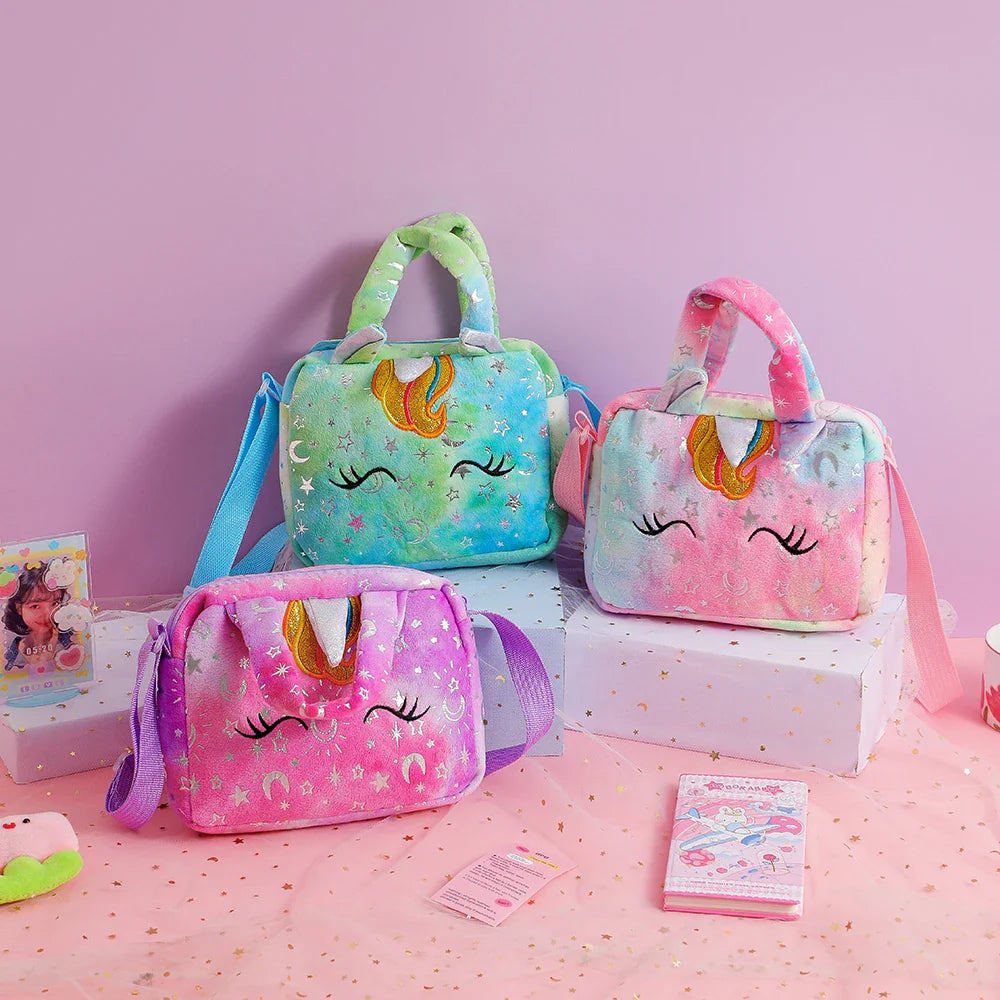 Plush Unicorn Single Shoulder Crossbody Bag for Children's Coin Purse Girl Travel Handbag Cute Student Gift Storage Pencil Bags Lootquake LLC